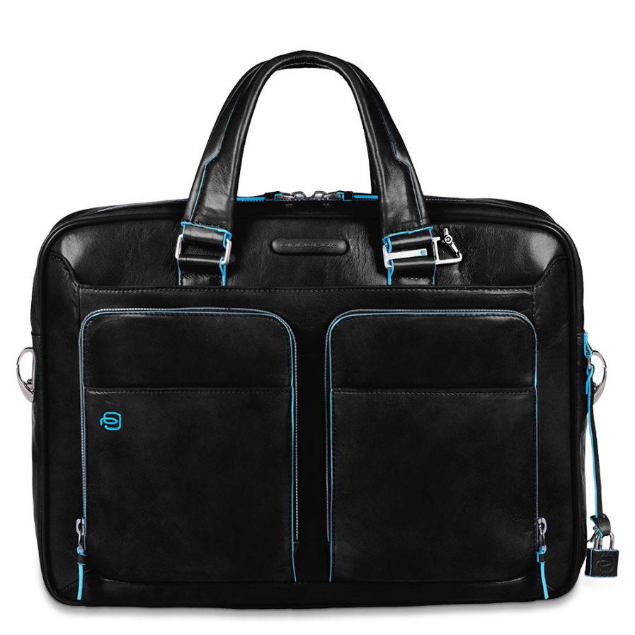 Piquadro borsa sottile porta computer blue square nera Tersicore